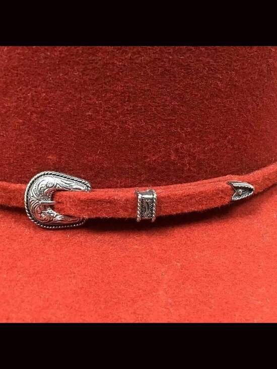 Serratelli Red Felt Western Cowboy Hat  New With Tags Buckle Accent Size 7 1/2 main image 6
